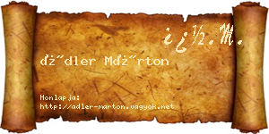Ádler Márton névjegykártya